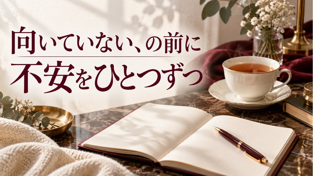 向いていない、の前に。不安をひとつずつの記事サムネイル。人物・実店舗を写したものではない生成イメージ。
